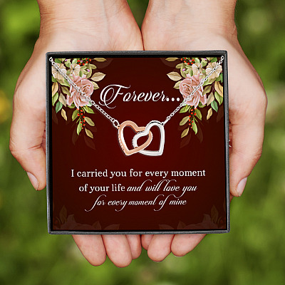 Alternative view of I Will Love You For Every Moment Of Mine Interlocking Hearts Pendant Necklace - Baby Loss Necklace