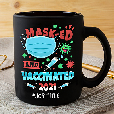 Alternative view of Personalized Masked and Vaccinated Nurselife - Quarantine Pro Vaccination Ceramic Coffee Mug - Water Bottle
