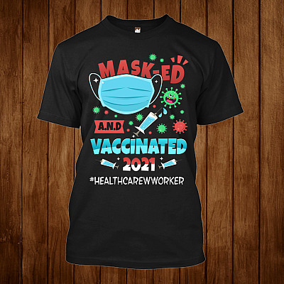 Alternative view of Personalized Masked and Vaccinated Nurselife - Quarantine Pro Vaccination T-Shirt - V-neck