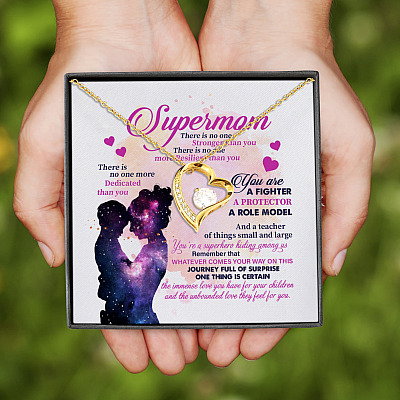 Supermom There Is No One Stronger than You Forever Love Pendant Necklace