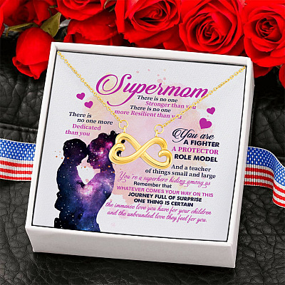 Alternative view of Supermom There Is No One Stronger than You Infinity Heart Pendant Necklace