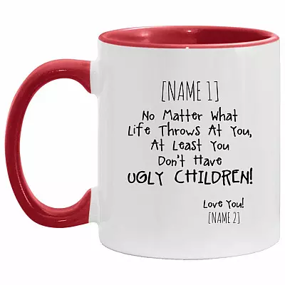 Personalized Accent Mug, White/Red, 11 oz. Accent Mug