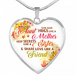 Only an Aunt Can Give Hugs Like a Mother Keep Secrets Like a Sister Heart Pendant Necklace Gifts - Heart Luxury Necklace (Silver)