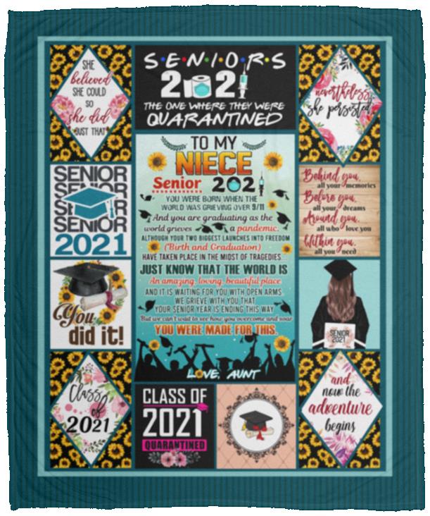 To My Niece Senior 2021 You nket, White, Cozy Plush Fleece Blanket - 50x60 To My Niece Senior 2021 You nket, White, Cozy Plush Fleece Blanket - 50x60