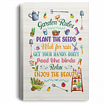 Garden Rules Framed Canvas - Unframed Poster - Garden Wall Hang Decor, White, 0.75'' Framed Canvas