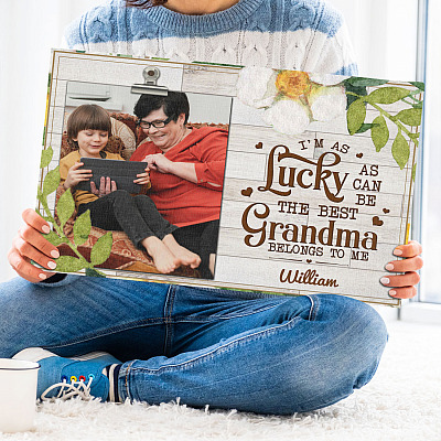 Alternative view of Custom Photo I'm As Lucky As Can Be The Best Grandma Gallery Wrapped Framed Canvas Prints - Unframed Poster