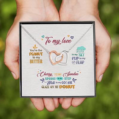 Alternative view of To My Love You Are The Peanut To My Butter Interlocking Hearts Pendant Necklace