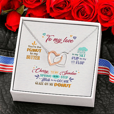 To My Love You Are The Peanut To My Butter Interlocking Hearts Pendant Necklace