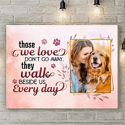 Alternative view of Personalized Photo Those We Love Don't Go Away They Walk Beside Us Every Day Dog Memorial Canvas - Poster