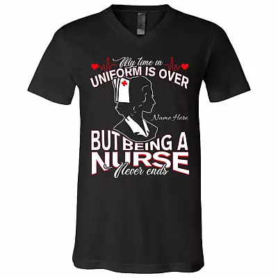 Personalized Being Nurse, Black, V-Neck T-Shirt