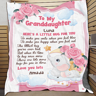 Alternative view of Personalized to My Granddaughter Little Hug for You Fleece Blanket - Sherpa Blanket - Woven Blanket