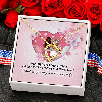 Friends Become Family Thank You for Being a Part of Our Family Forever Love Pendant Necklace