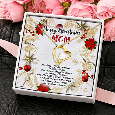 Alternative view of Merry Christmas Mom the Best Gift at Christmas Is Easy To See Forever Heart Pendant Necklace Gifts
