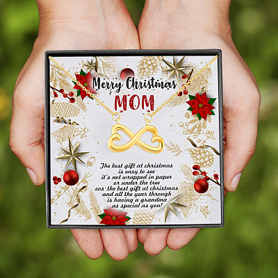 Merry Christmas Mom the Best Gift at Christmas Is Easy to See Infinity Hearts Pendant Necklace Gifts