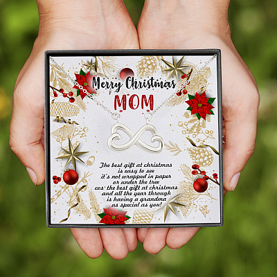 Alternative view of Merry Christmas Mom the Best Gift at Christmas Is Easy to See Infinity Hearts Pendant Necklace Gifts