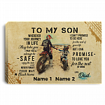 Personalized Vintage Motorcycle from Dad to My Son Wherever Your Journey in Life May Take You Canvas Prints - Unframed Poster, White, 0.75'' Framed Canvas