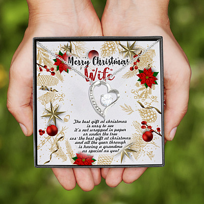 Alternative view of Merry Christmas Wife the Best Gift at Christmas Is Easy to See Forever Heart Pendant Necklace Gifts