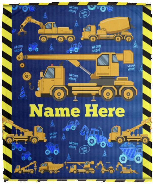 Personalized Name Excavators, White, Cozy Plush Fleece Blanket - 50x60 Personalized Name Excavators, White, Cozy Plush Fleece Blanket - 50x60