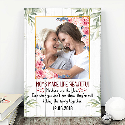 Alternative view of Custom Photo Moms Make Life Beautiful Wrapped Framed Canvas Prints - Unframed Poster - Home Decor Wall Art