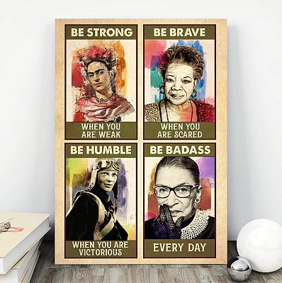 Alternative view of Empowered Woman Feminist Be Strong Be Brave Be Humble Be Bad-ass Everyday Canvas Prints - Vintage RBG Poster