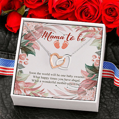 Mama to Be What a Wonderful Mother You Will Be New Mom Gift Interlocking Heart Pendant Necklace