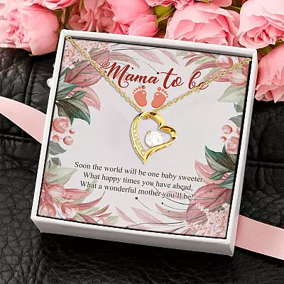 Alternative view of Mama to Be What a Wonderful Mother You Will Be New Mom Gift Forever Love Pendant Necklace
