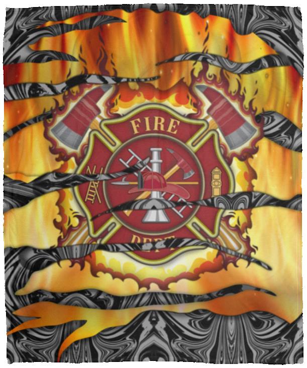 Fire Honor Courage, White, Cozy Plush Fleece Blanket - 50x60