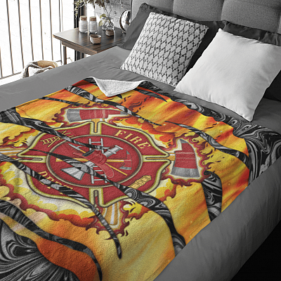 Alternative view of Fire Honor Courage Rescue Mink Blanket - Fire Department Fire Fighter Woven Blanket