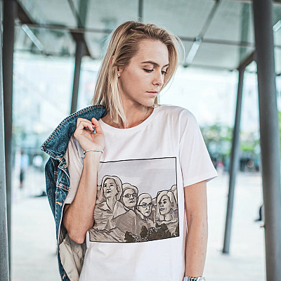 Alternative view of MT Nasty Notorious RBG Ginburg Clinton Elizabeth Warren Michelle Obama Feminist Moutain T-shirt - V-neck