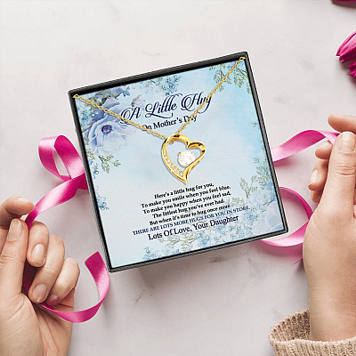 A Little Hug On Mother's Day From Daughter Forever Love Heart Pendant Necklace - Birthday Gift For Mother From Daughter