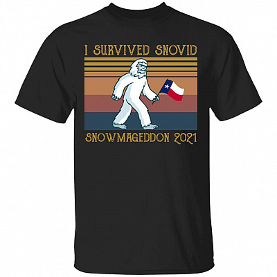 I Survived Snovid Snowmageddon 2021 T-Shirt, Black, Unisex T-Shirt