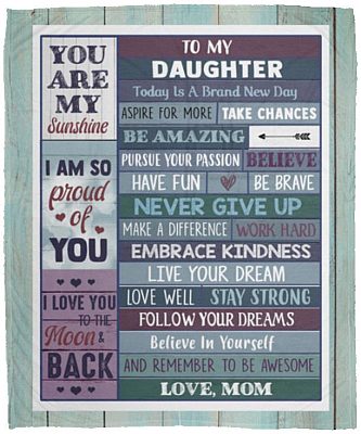 To My Daughter, White, Cozy Plush Fleece Blanket - 50x60