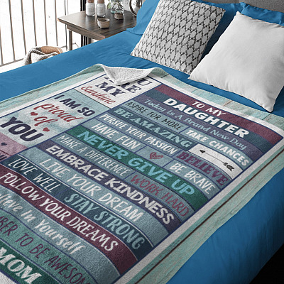 Alternative view of To My Daughter Believe Yourself Remember To Be Awesome Fleece Blanket - Mink Sherpa Blanket - Woven Blanket