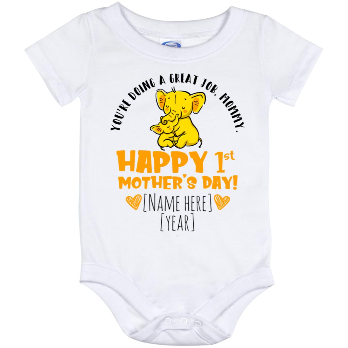 Personalized Elephants, White, Baby Onesie - 12 Month