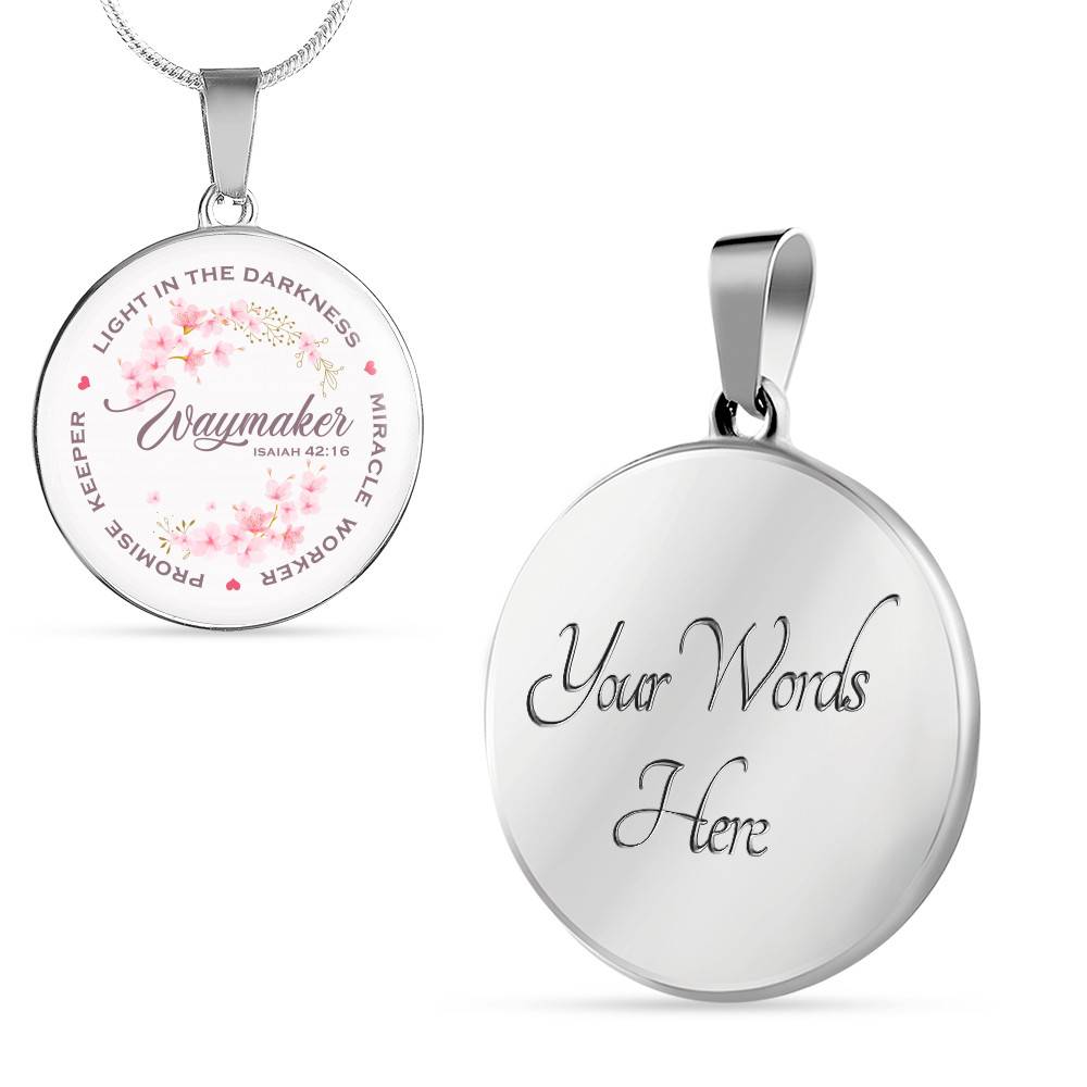 Waymaker Light In The Darkness Miracle Worker Promise Keeper Circle Pendant Necklace - Circle Luxury Necklace (Silver) Waymaker Light In The Darkness Miracle Worker Promise Keeper Circle Pendant Necklace - Circle Luxury Necklace (Silver)