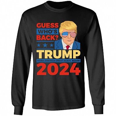 trump back hoodie, Black, Long Sleeve