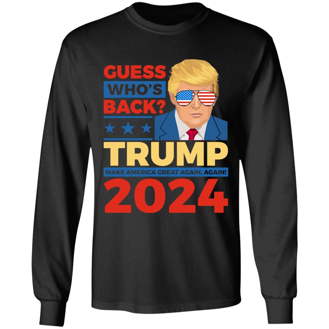 trump back hoodie, Black, Long Sleeve