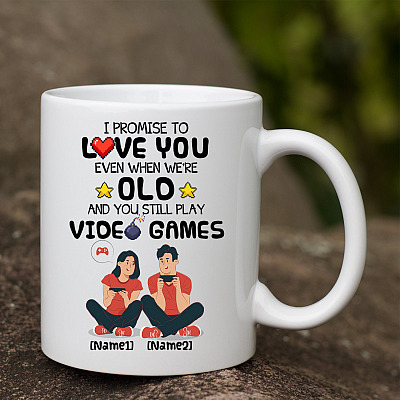 Alternative view of Personalized I Promise to Love You to Till You and Still Play Games - Romantic Gift for Game Lover Couple Mug
