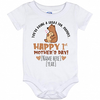 Personalized Bears Baby Onesie, White, Baby Onesie - 12 Month