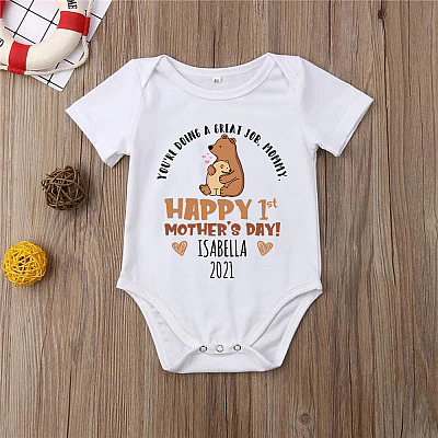 Alternative view of Personalized Bears You're Doing A Great Job Mommy Happy 1st Mother's Day Baby Onesie - Baby Infant Bodysuit