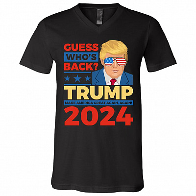Trump 2024 I'll Be Back shirt, Black, V-Neck T-Shirt
