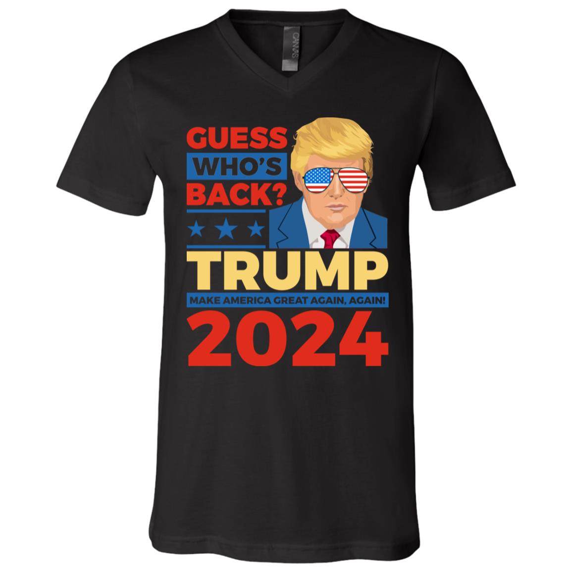 Trump 2024 I'll Be Back shirt, Black, V-Neck T-Shirt