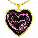 Im a Survivor Breast Cancer Awareness Gifts for Cancer Survivors Heart Pendant Necklace - Heart Luxury Necklace (Gold Plated)