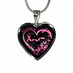 Im a Survivor Breast Cancer Awareness Gifts for Cancer Survivors Heart Pendant Necklace - Heart Luxury Necklace (Silver)