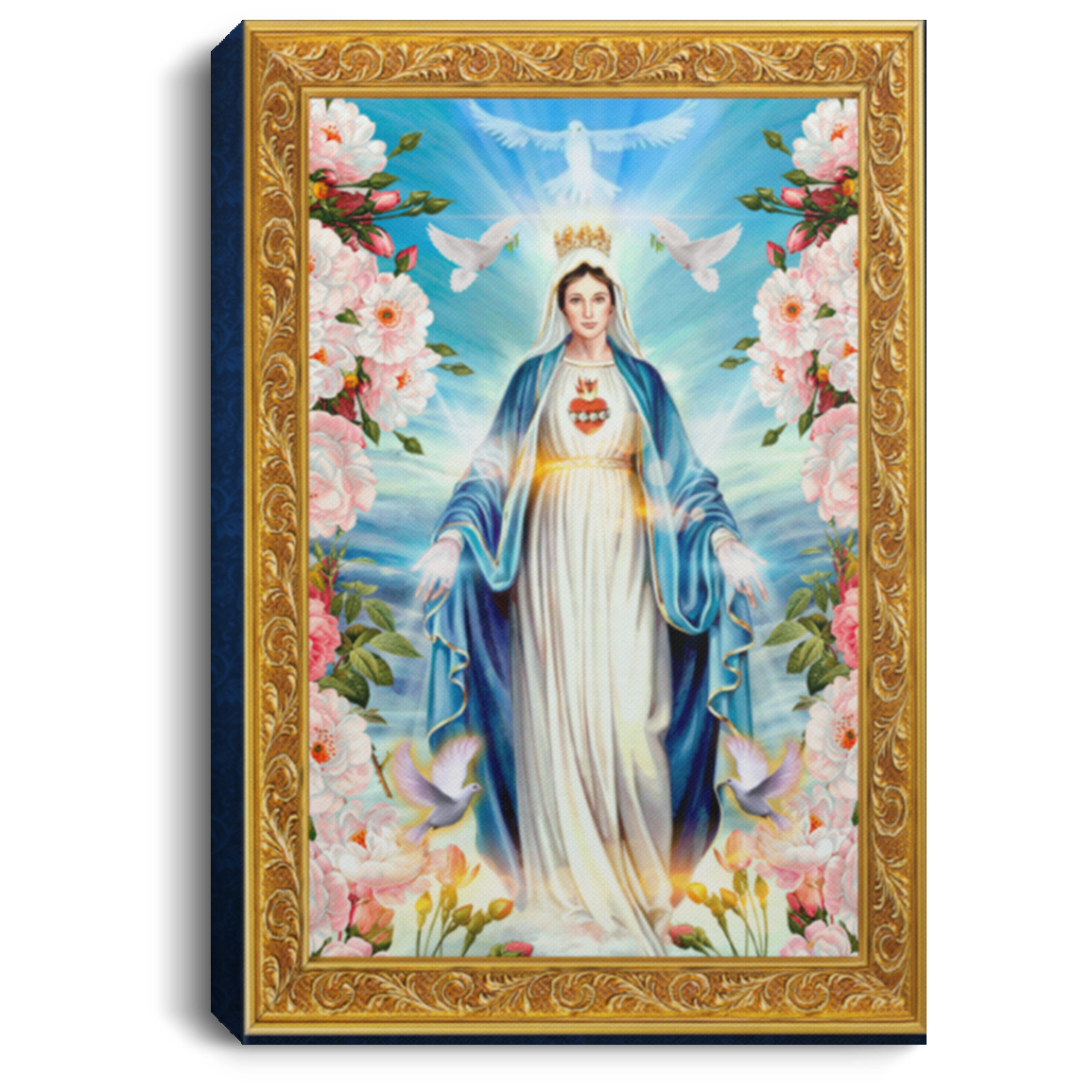 The Immaculate Conception Of Mary Framed Canvas - Our Lady Heart Of Mary Unframed Poster, White, 0.75'' Framed Canvas