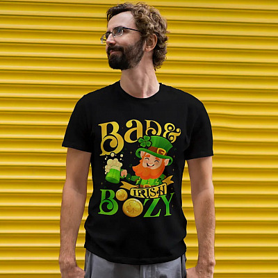 Alternative view of Bad And Boozy T-Shirt - St Patrick's Gifts Shirt