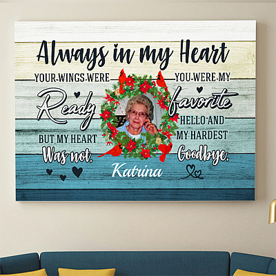 Alternative view of Custom Photo Always In My Heart Your Wings Were Ready Gallery Wrapped Framed Canvas Prints - Unframed Poster