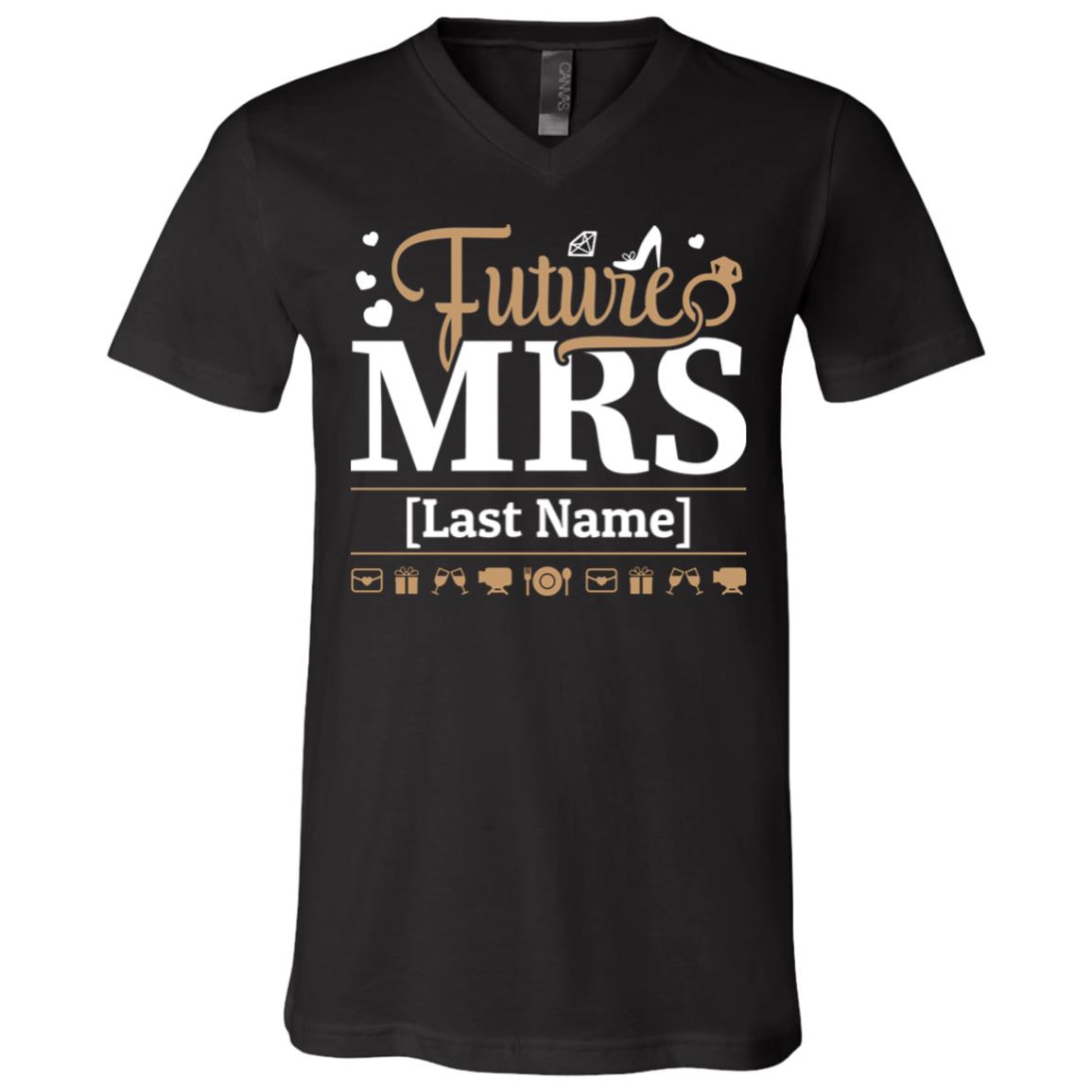 Personalized Future Mrs, Black, V-Neck T-Shirt