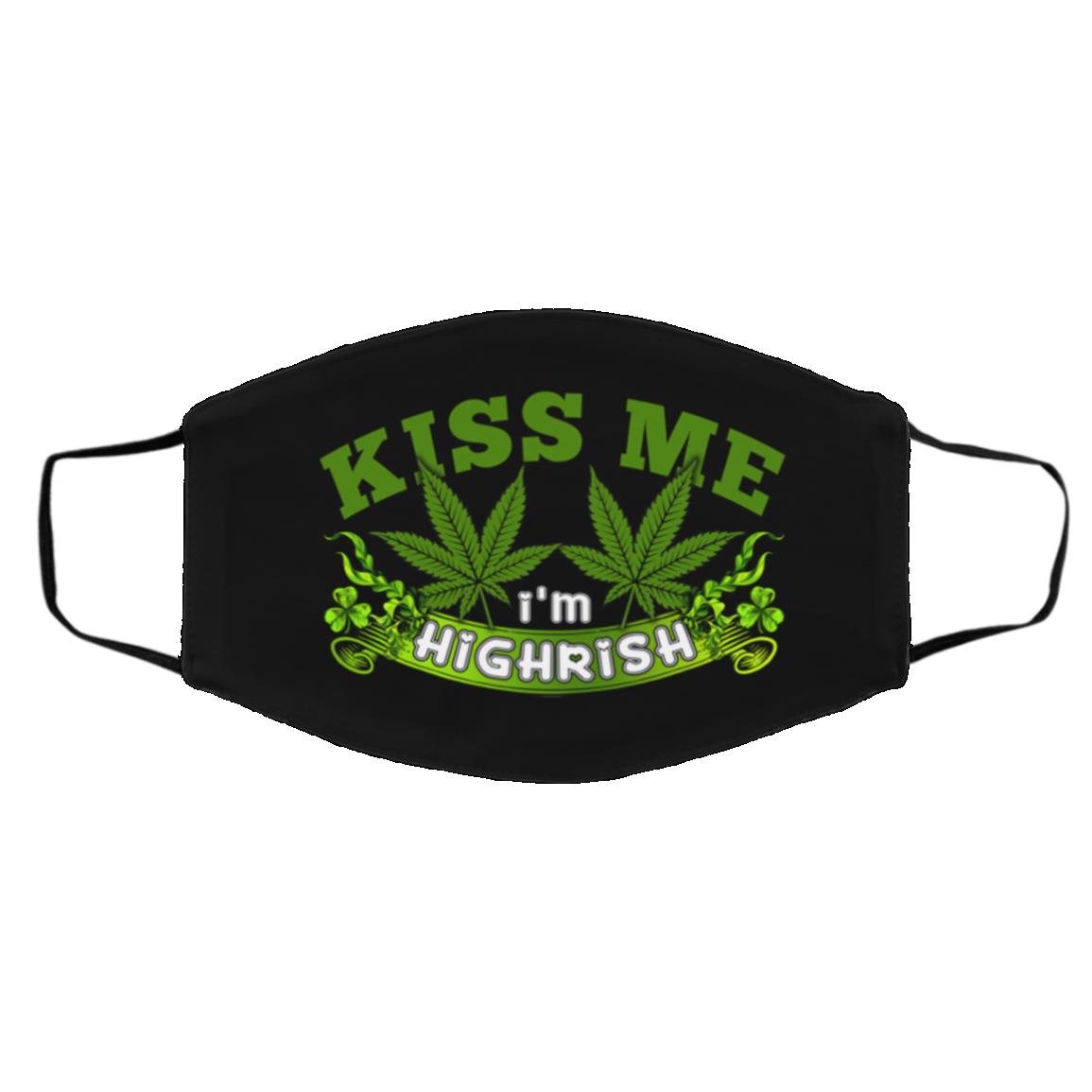 Kiss Me I'm Highrish St. Patrick's Day, Black, Cloth Face Cover – Medium/Large Kiss Me I'm Highrish St. Patrick's Day, Black, Cloth Face Cover – Medium/Large