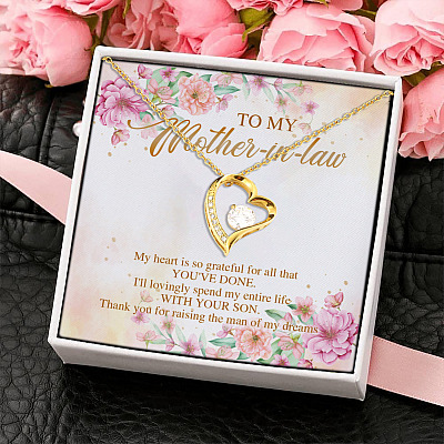 To My Mother in Law My Heart Is so Grateful for All that Mother's Day 2021 Forever Love Pendant Necklace